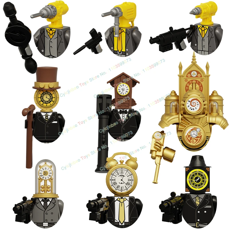 MOC Ski Toilet Building Blocks G-toilet Titan Clock TV Camera Speaker Scientist Plunger Man Figures Bricks Dolls Toys