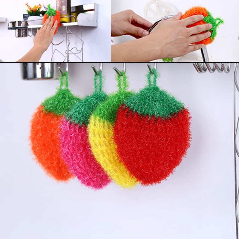 Home Kitchen Tool Fruit Dish Scrubber Sponge Clean Non-scratch Strawberry Bowl Pan Washing Cleaning Cloth Super