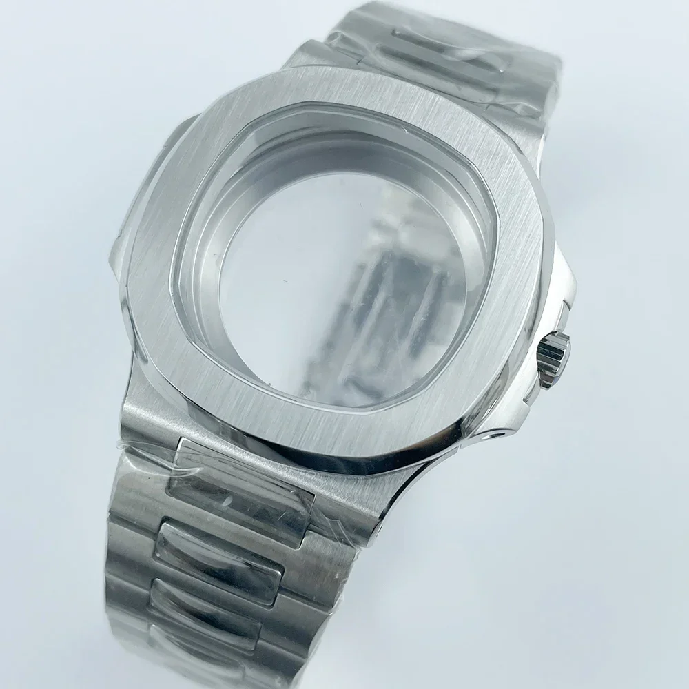 

40mm NH35 Watch Case with Sapphire Crystal NH35A Miyota8215 5BAR Polished+Brushed High Quality Nautilus-style