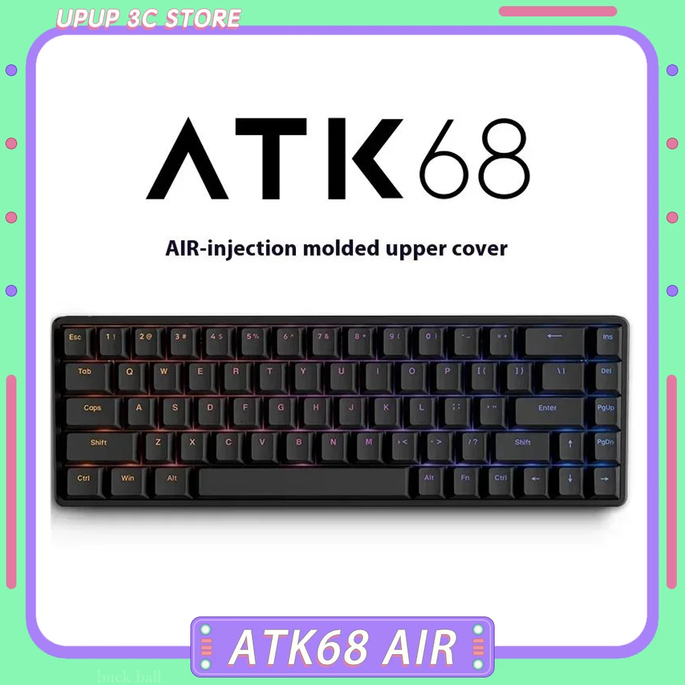 

Клавиатура ATK ATK68 Air Механическая с магнитным выключателем, бронированная клавиатура с лимитированным горячим затвором, RGB E-Sports V Hub, интеллектуальная скоростная игровая клавиатура
