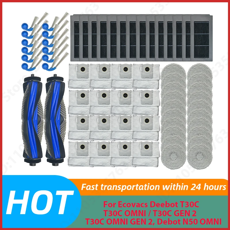 

For Ecovacs Deebot T30C /T30C OMNI /T30C GEN 2 /T30C OMNI GEN 2, Debot N50 OMNI Main Side Brush Mop Cloth Filter Dust Bag Parts