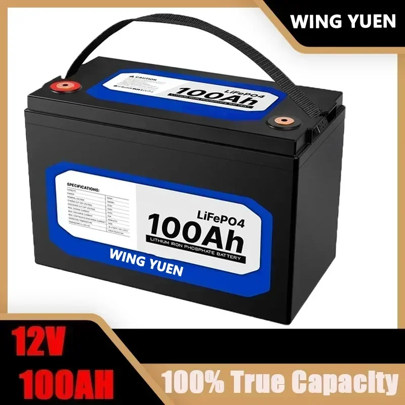 

12V 100Ah Lithium Iron Phosphate Battery LiFePO4 Built-in BMS LiFePO4 Battery for Solar Power System RV House Trolling Motor