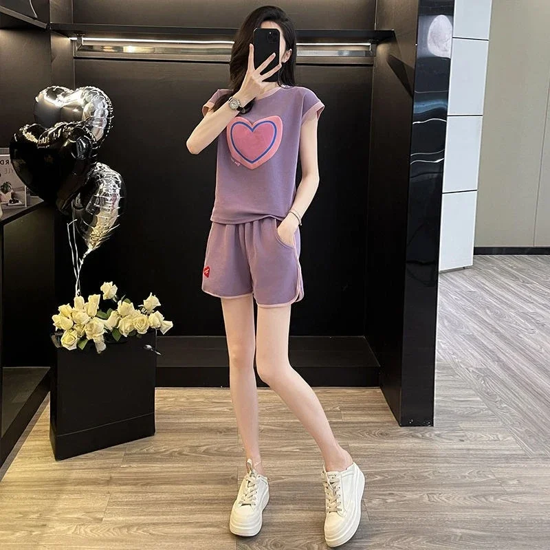 

Женские короткие комплекты, футболка с карманами, состоящая из 2 предметов, женские шорты, свободные новые в тон, сочетающиеся, роскошные, стильные, легкие, полные