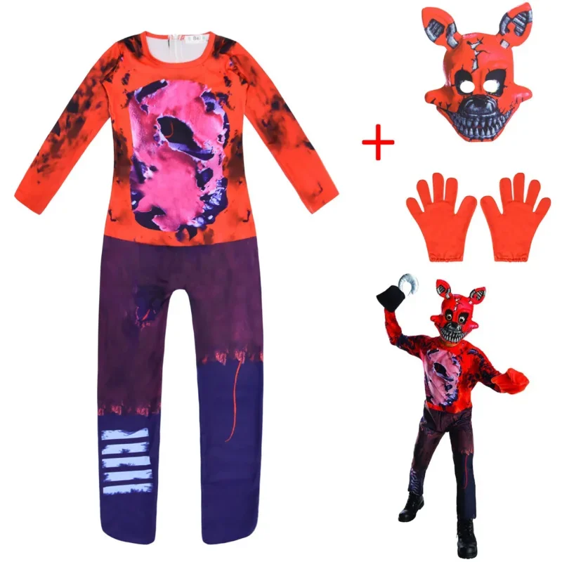 Fantazyjny kostium na Halloween dla dzieci Five Nights Freddyed kombinezon Cosplay koszmar Bonnie Fnaf Freddy Anime prezent na boże narodzenie dla