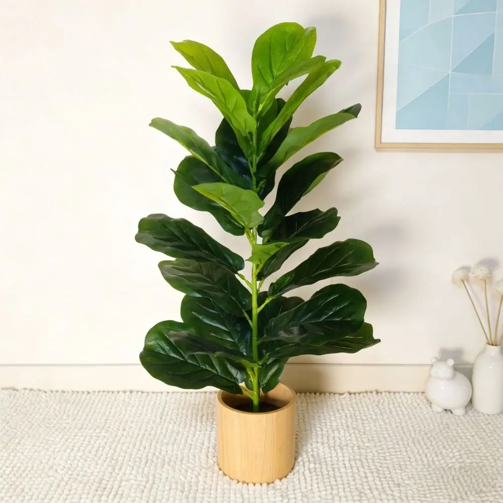 Grüner Künstlicher Ficus-Baum in Übergröße mit 23 Blättern, Große Künstliche Ficus-Palmblätter, Monstera-Baumzweig – Detail 3