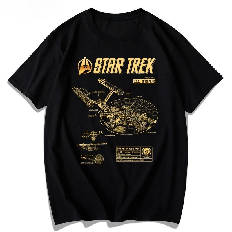 Star Trek: The Enterprise Starship Explores The Sci-fi Film Camiseta de manga corta de algodón puro estampada para hombres y mujeres