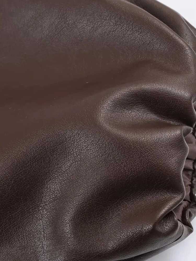 เสื้อแจ็คเก็ตผู้หญิง แฟชั่น ทรงหลวม หนังเทียม PU กระดุมแถวเดียว สไตล์หรูหรา สำหรับใส่เดินเล่น