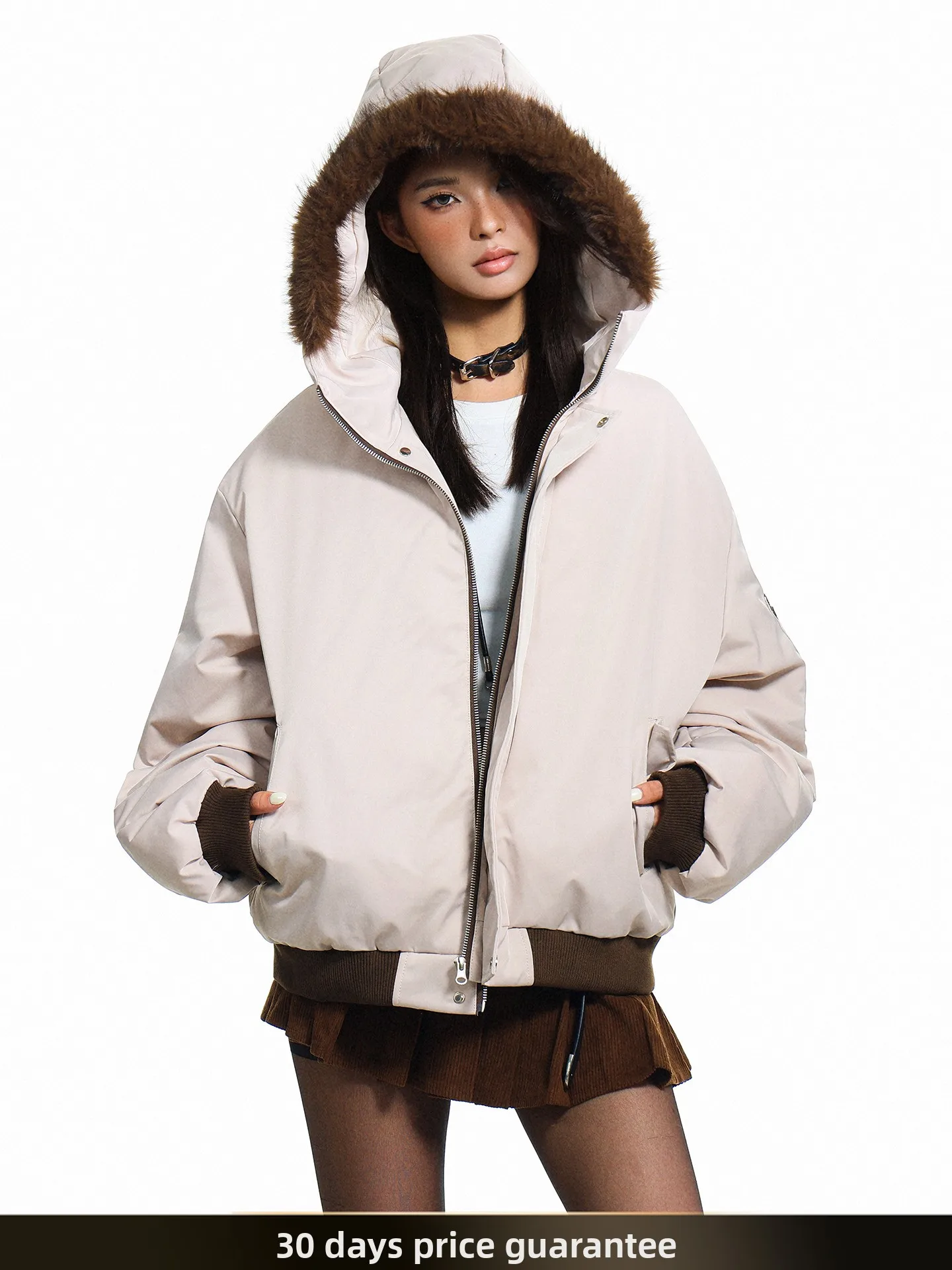 

Американское ретро-пальто из утолщенного хлопка с капюшоном и меховым воротником, свободного кроя, теплое зимнее, для молодежи, повседневная одежда