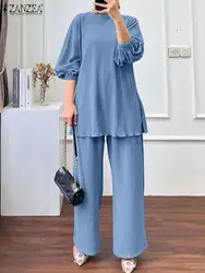 Eleganti set musulmani ZANZEA tute estive donna camicetta a maniche lunghe pantaloni abiti IsIamic abiti moda allentati coordinati