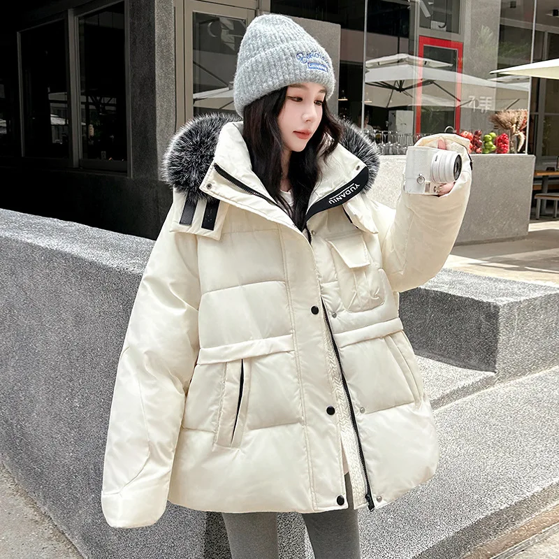 2025년 신상 따뜻한 겨울 여성용 아웃도어 재킷 캐주얼 파카 오버롤 의류 퍼 후드 패딩 파카 커플 겨울 코트