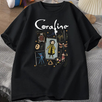 Coraline Halloween T Shirt Women Men Spooky Vintage T-shirt Harajuku Fall Short Sleeve Tshirt Women's Clothing  Graphic T Shirts