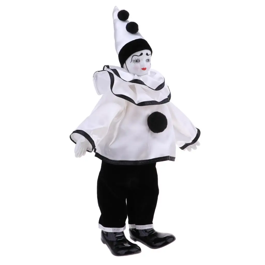 ピエロ磁器人形 15 インチハーレクインコスチューム、棚ディスプレイ装飾品