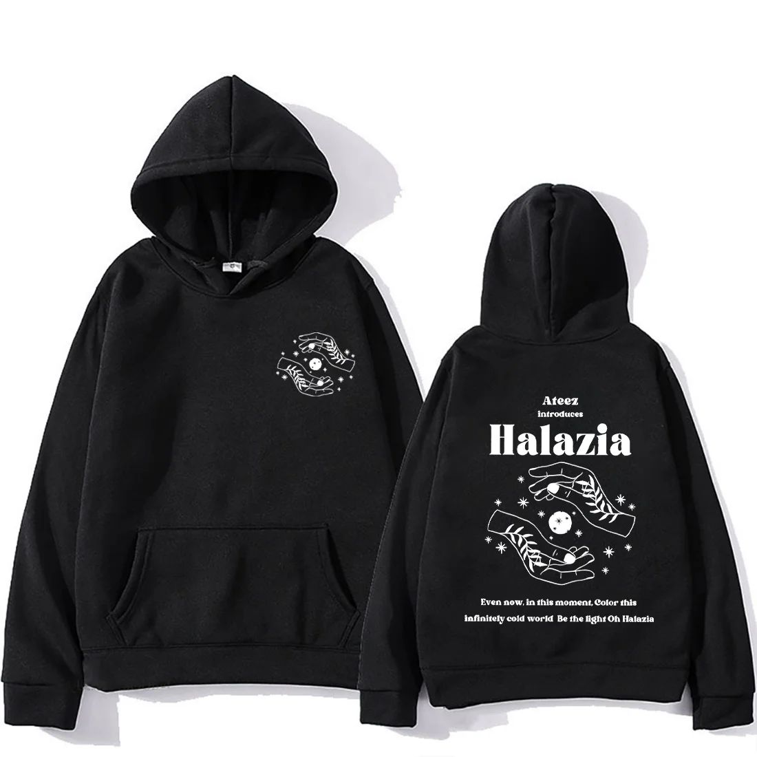 

Kpop Ateez Band Band Halazia Double Sided print Hoodie Men Women's Fleece tops vintage Sweatshirt Long sleeve hip hop pullovers