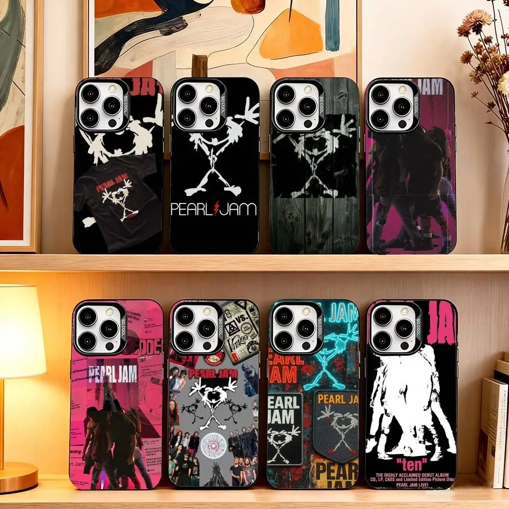 

Band Pearl J-Jam Phone Case For iPhone 17,16,15,14,13,12,11 Plus,Pro Max,XS,Colorful Silver Phone case Funda Cover