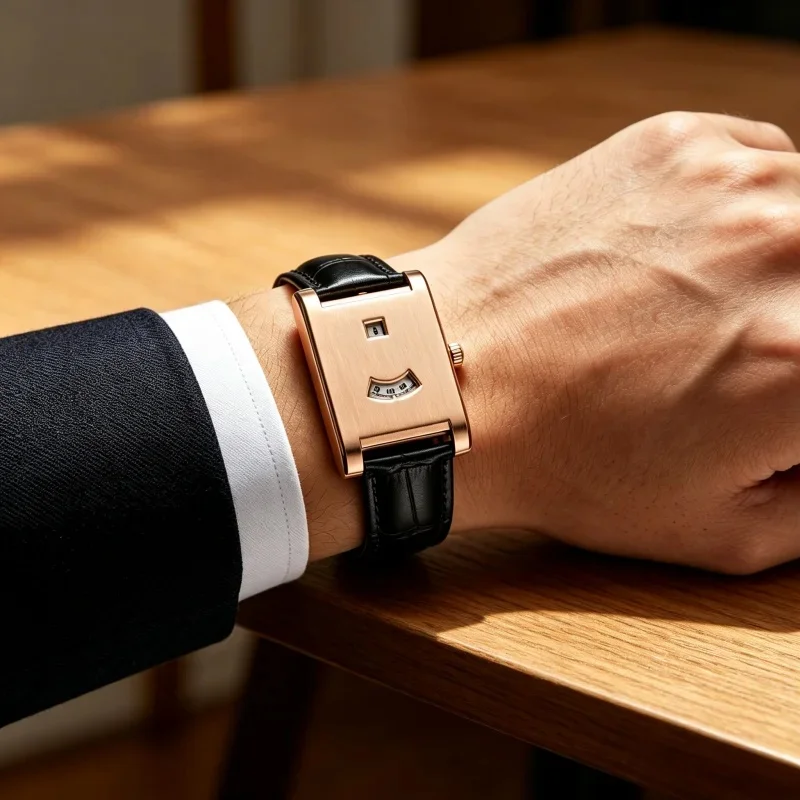 2026 New Square Brand Genuine Watch for Men Retro Style Luxury High Quality Trend Fashion Quartz Watches Jewelry Gift