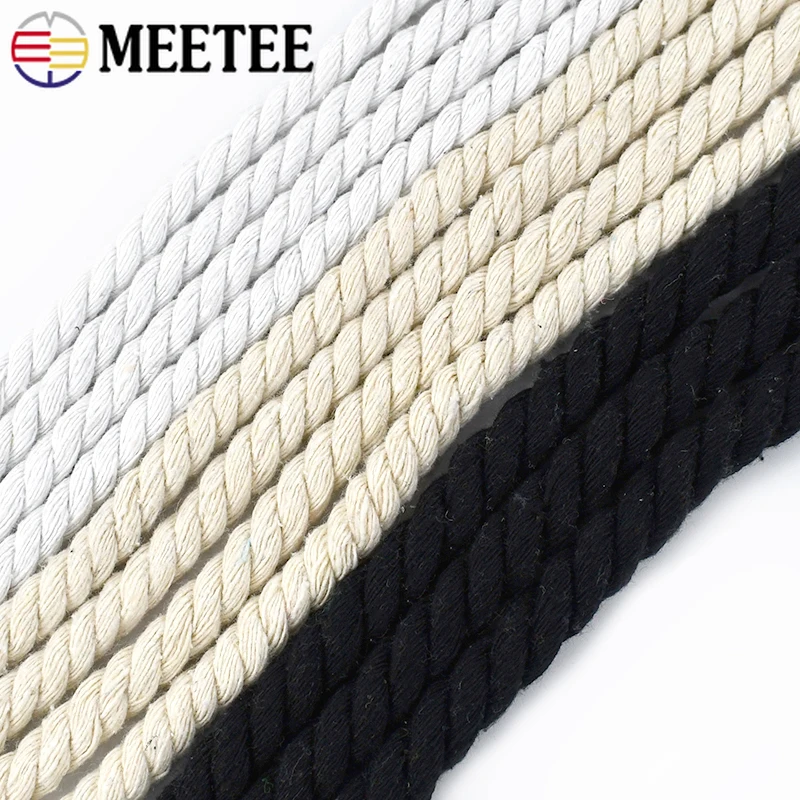 

5/10M 8-20mm 3 Shares Twisted Cotton Rope for Bags Decoration Home Textile Luggage Braid Cord DIY Handmade Sewing Accessories