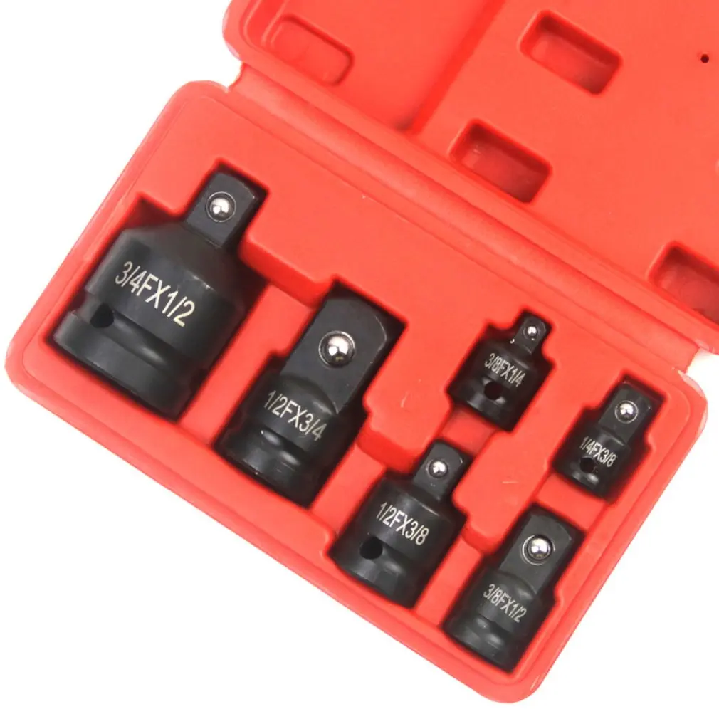6Pcs Impact Adapter Reducer Set Socket Convertor Adapter 1/4inch 3/8inch 1/2inch 3/4inch for Impact Driver Conversions with Box