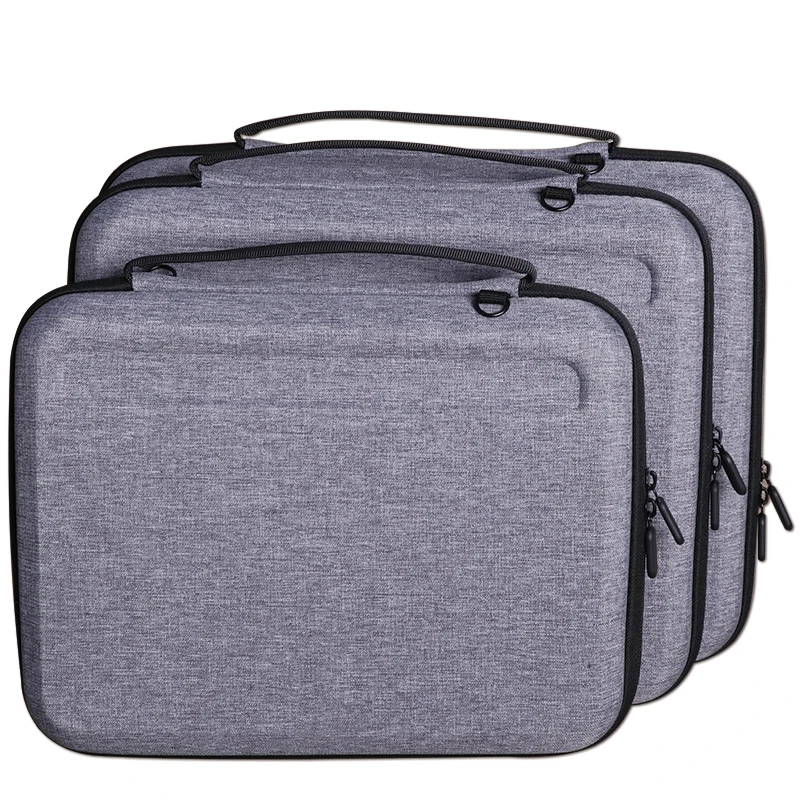 Gray EVA Laptop Case for 12-14 Inch, Drop-Proof Hard Shell Travel Bag with Handle, Elastic Slots and Shoulder Strap