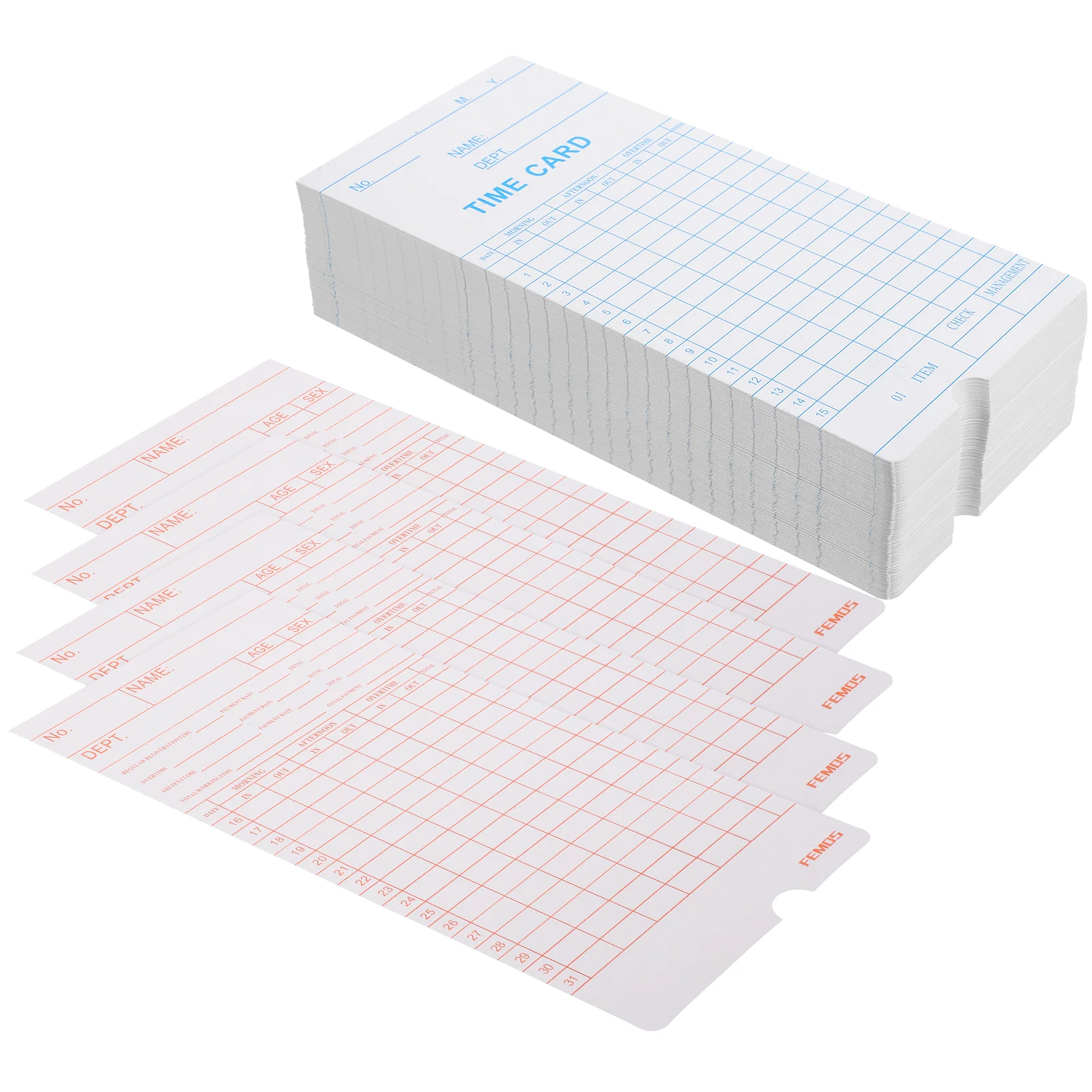 100 Pcs Timecard Punch Cards Attendance Supply Office Supplies Recorder Recording Paper Double-sided