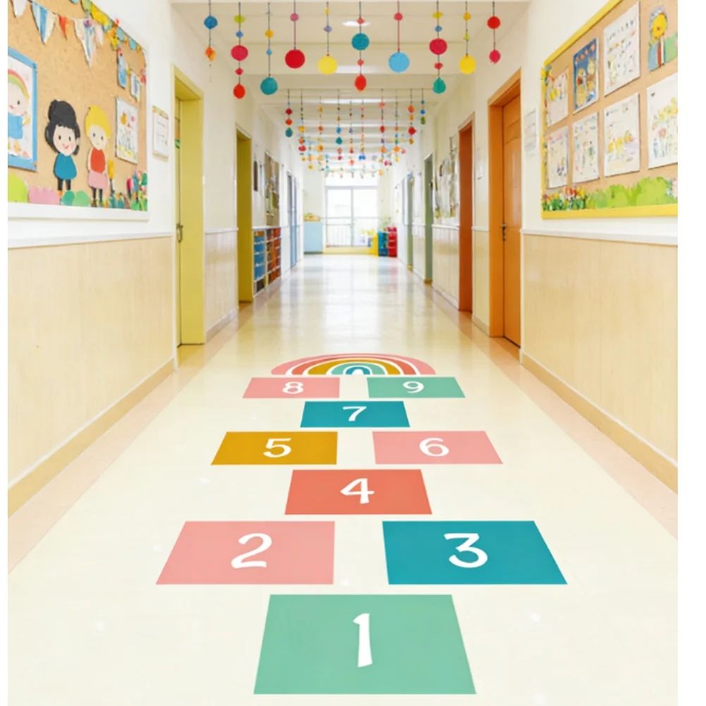 

Removable Colorful Square Number Stickers for Kindergarten Walls and Playrooms PVC Material Reusable and Easy Clean