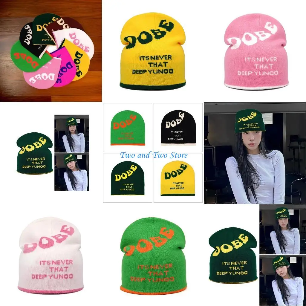 

HX6F Вязаная шапка с надписью Шапочки для девочек 2000-х годов Шапка для девочек Женский головной убор Повседневная шляпа