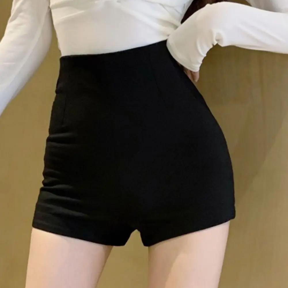 

Soft High Waist Women Suit Shorts S-2XL Size Suit Pants Thin Leg Short Pants Black Polyester Black Short Pants Ladies