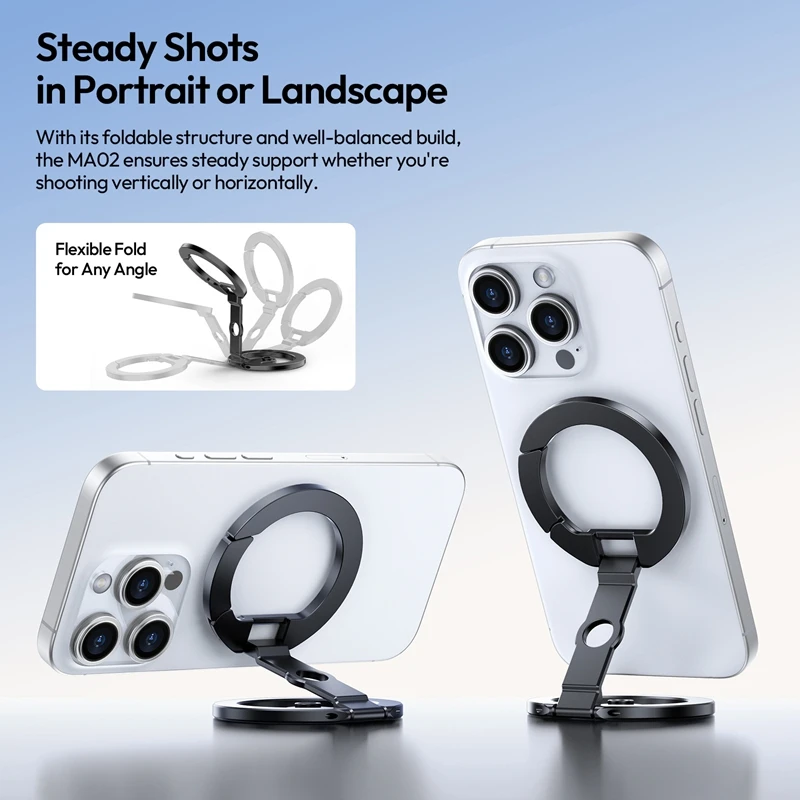 Ulanzi MA02 MagLock Dual Magnetic Phone Stand Slim Foldable Design with Universal 1/4