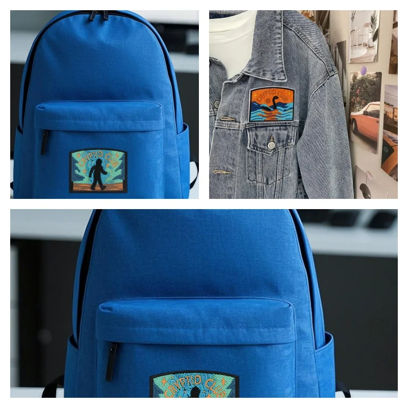 مجموعة مكونة من 3 قطع من رقع التطريز المخلوقات الغامضة، رقع لمحبي المخلوقات الغامضة والثقافة الشعبية، تتميز بقع تتميز بحشية Bigfoot و Batman وLuch Ness، يمكن كيها/مخيطة، مناسبة للسترات والحقائب والقبعات #4