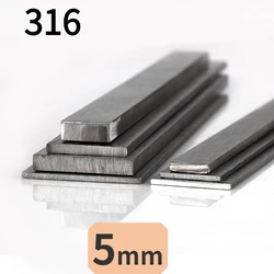 Thickness 5mm 316 Stainless Steel Flat Bar Plate Rod CNC Metal Width 10/15/20/25/30/40/50/60/80mm Length 100mm 200mm 300mm 500mm