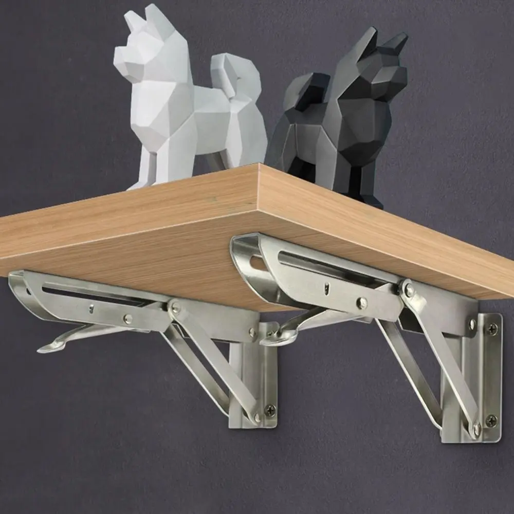 

Stainless steel Folding Shelf Bracket Space Saving Collapsible Wall Mounted Support Useful Furniture Accessories