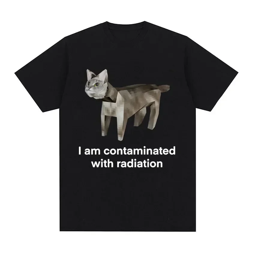 Ich bin kontaminiert mit dem Strahlungs-Cat-Memory-T-Shirt. Sommer Damen Herren Humorvolles Print T-Shirt Lässige Baumwolle Kurzarm Tops – Detail 4