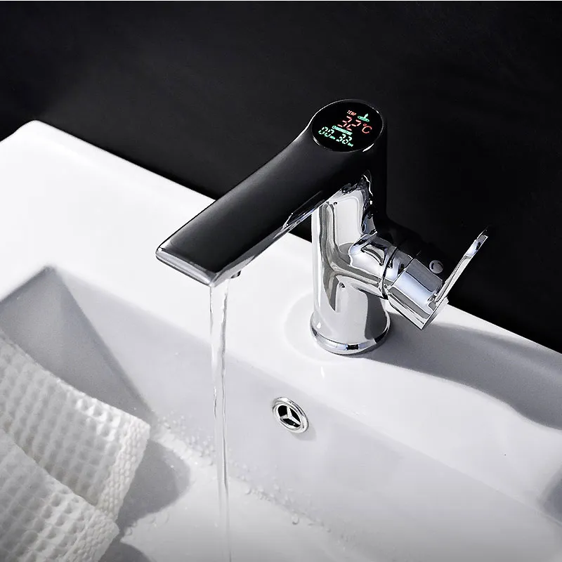 Luxury Villa & Hotel LED Digital basin Faucet Water Power Basin Mixer ottone cromato display temperato rubinetto Smart Tap