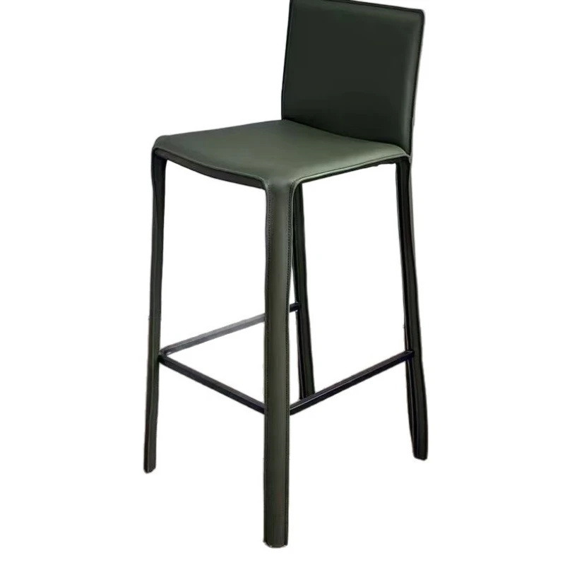 

Italian light luxury bar chair Modern simple home saddle leather bar chair