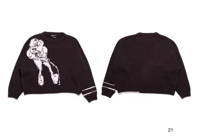 Depred Rich Second Generation Alien Knitted Woolen Sweater 00 Wool Men's Casual Long Sve round Ne Warm Cartoon Pattern