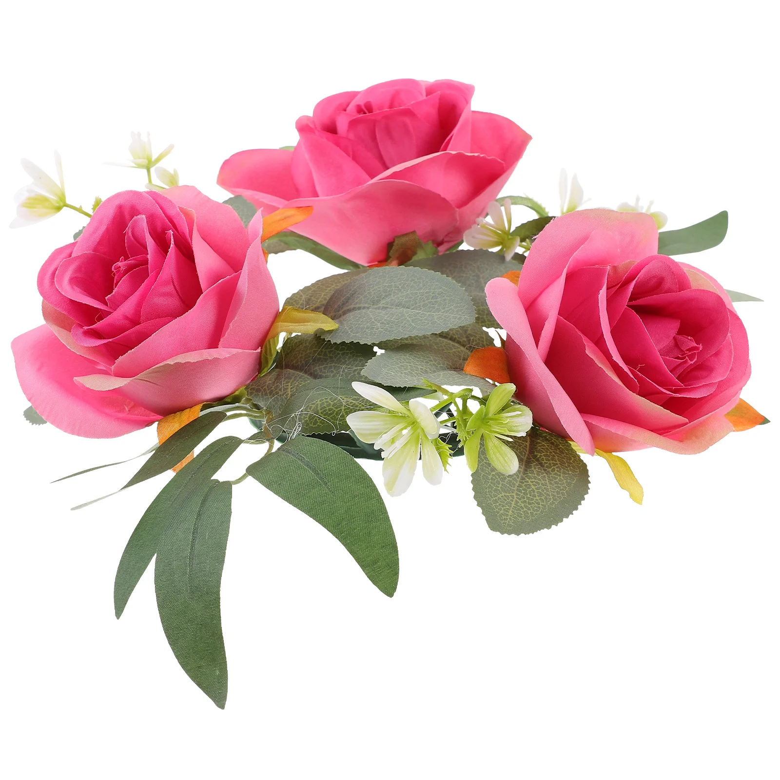 

1pc Artificial Rose For Pillar Candles Tabletop Wreath Wedding Ring Floral Centerpiece Decorative Ring Wreath