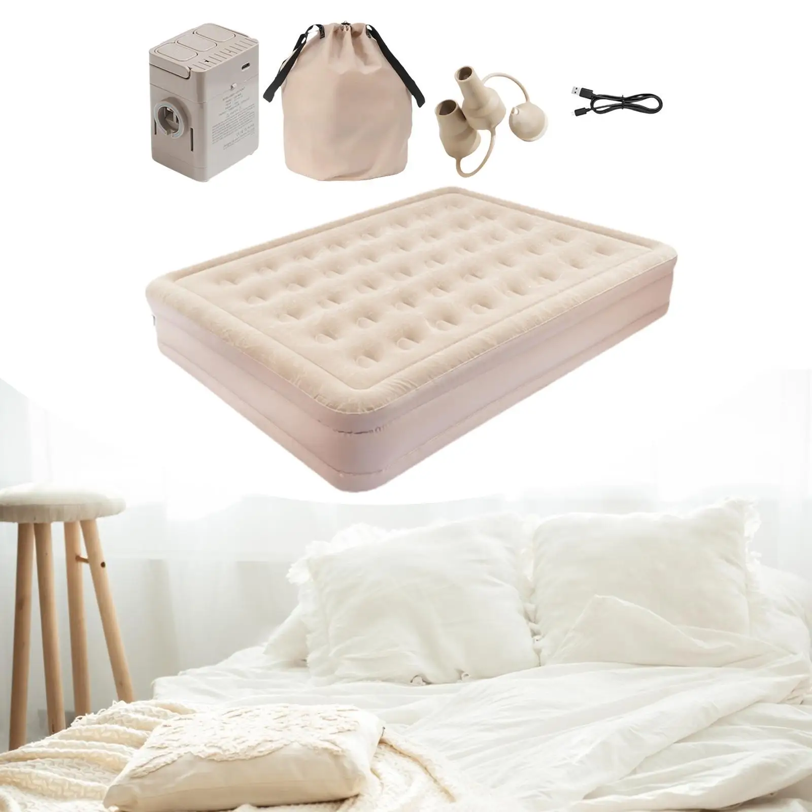 

Надувной мягкий надувной матрас с сумкой для переноски, надувной кровать для кемпинга, пешего туризма, путешествий