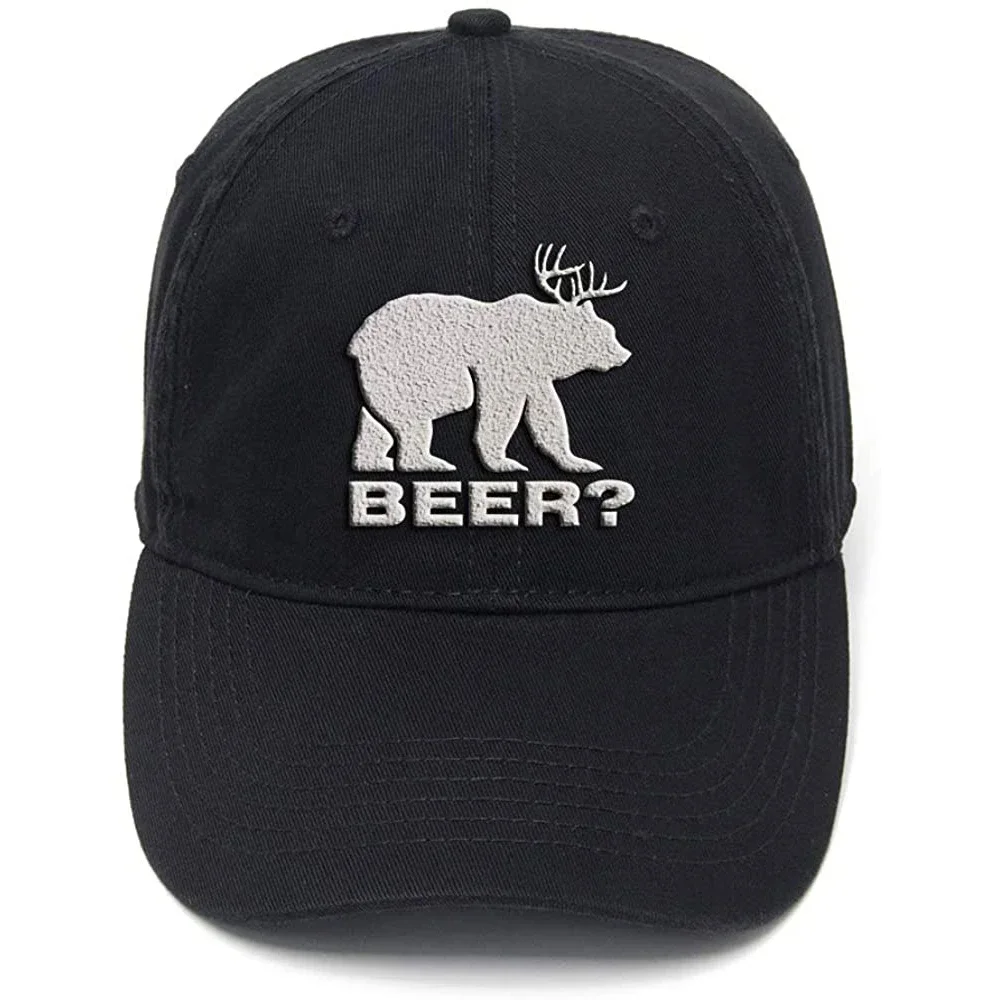 Lyprerazy Bear Beer Washed Cotton Adjustable Men Women Unisex Hip Hop Cool Flock Printing Baseball Cap
