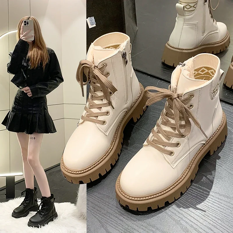 

Versatile autumn and winter women's boots, popular and fashionable. Thick soled shoes, British style warmth, women's boots trend