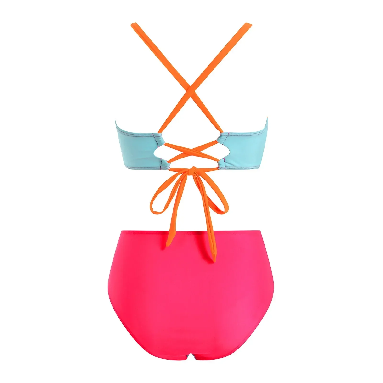 Damen-Badebekleidung, einteiliger Badeanzug, Damen-Bikini-Sets mit hoher Taille, zweiteilige Badeanzüge, Farbblock, voll Peshoi