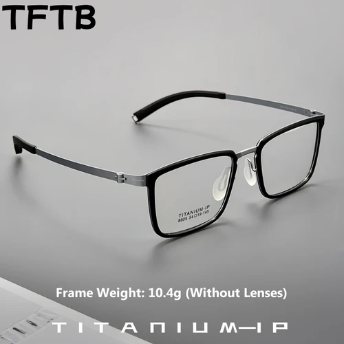 Imagen 1 del producto TFTB, cómodas gafas de aleación de titanio para hombre, montura ultraligera a la moda, gafas graduadas ópticas de negocios de gran tamaño, 147mm