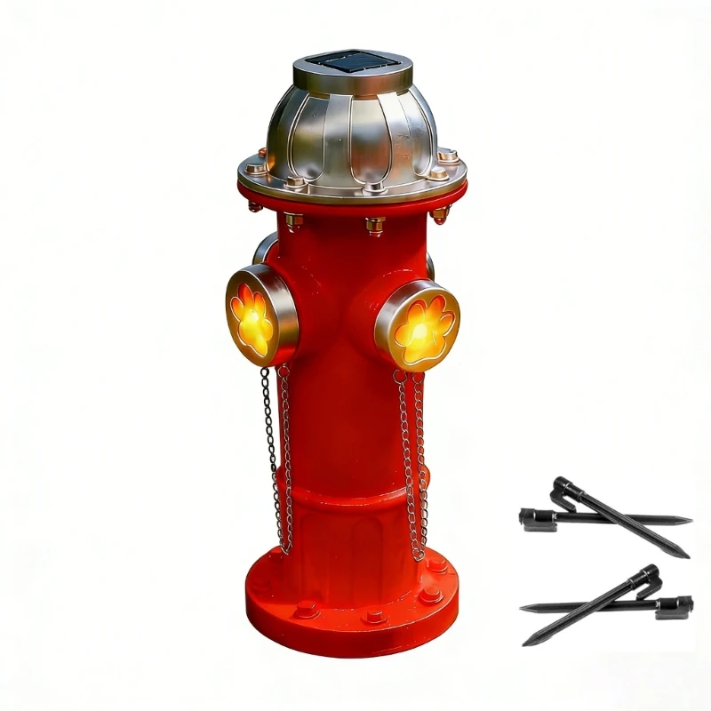 KX4B Outdoor Solar Lighted Hydrant Animal Toilet Practice Marker strong Resin Construction For Yard Improvement