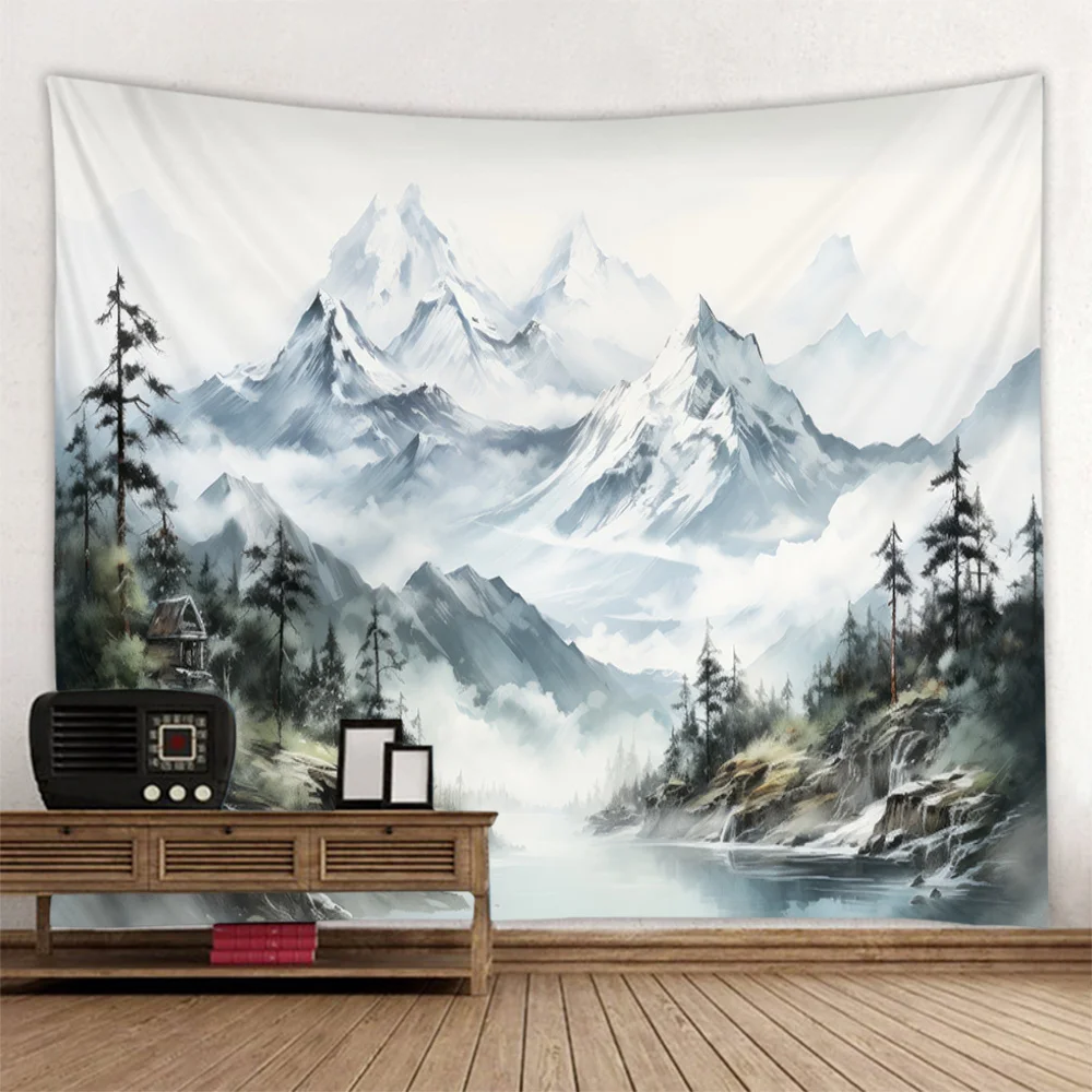 Landscape painting, living room decoration tapestry, landscape oil painting, wall hanging cloth, Bohemian hippie home decoration