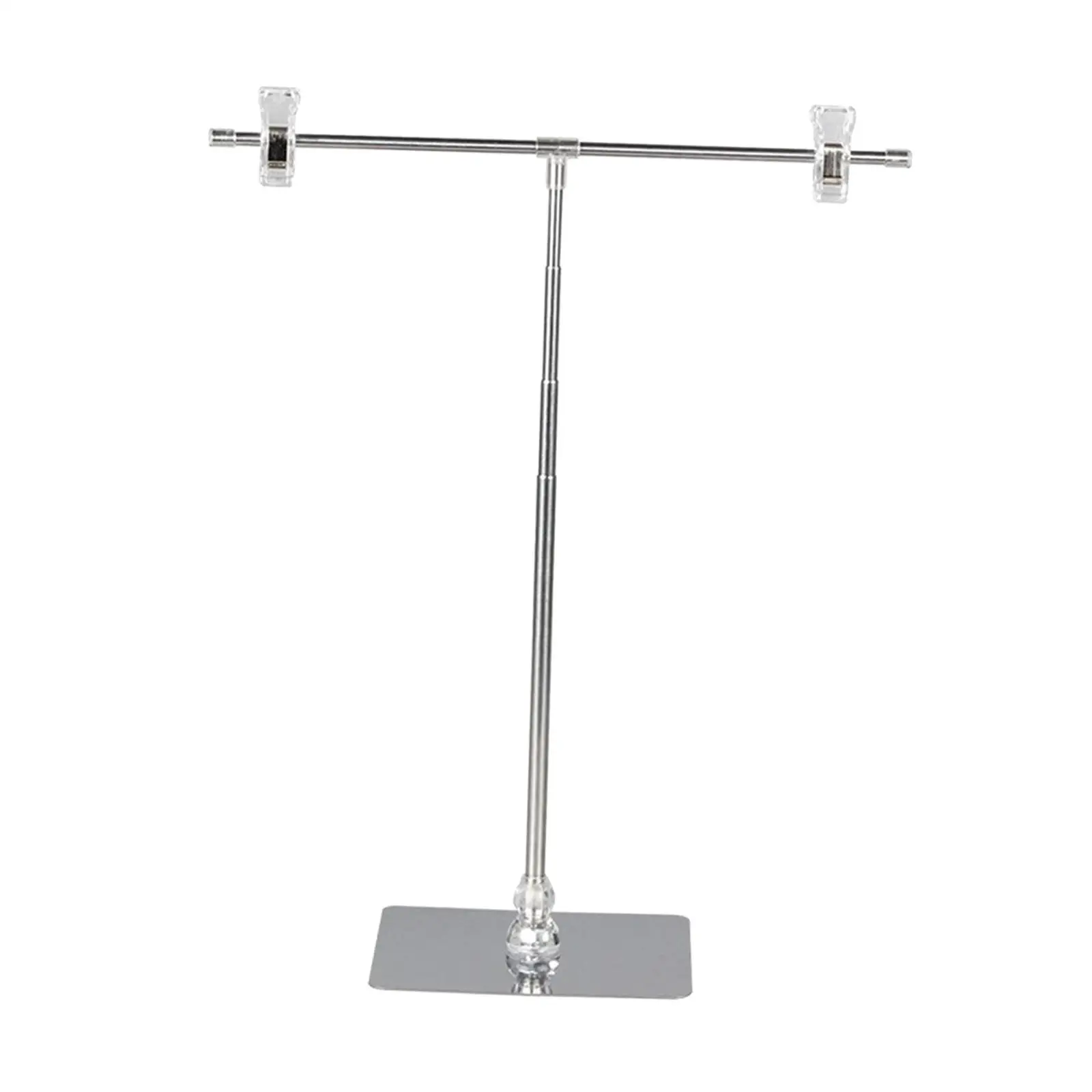 Adjustable Poster Stand Stretchable T Sign Holder Stainless Steel Banner Stand Floorstanding with Clip for Store Counter Bars