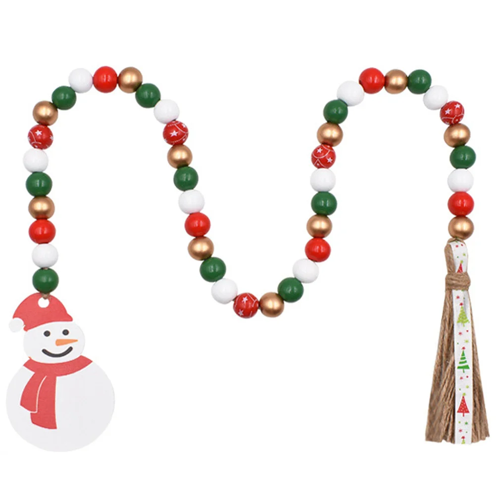 

Christmas Wooden Bead Garland Tassel Pendant Rustic Hanging Ornament Xmas Party Home Decoration Christmas Wood Bead Garland