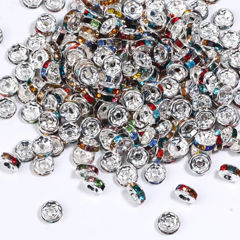  4-10 مللي متر 50 قطعة سبعة ألوان مختلطة حجر الراين خزر عازل DIY بها بنفسك أقراط صنع المجوهرات الملحقات #3