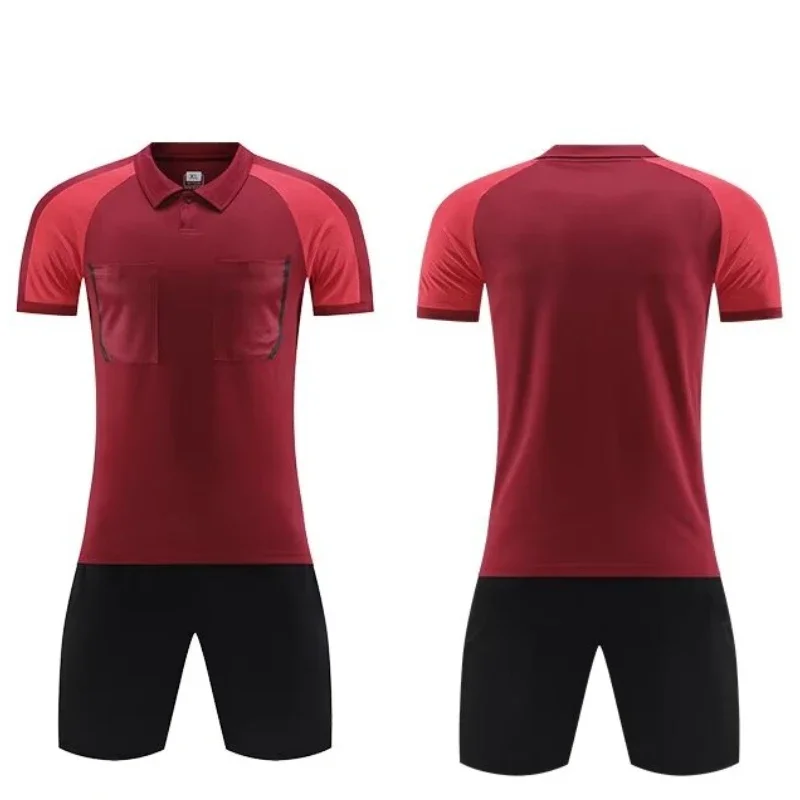 الحكم لكرة القدم جيرسي مجموعة 24/25 المهنية كرة القدم للرجال بدوره إلى أسفل طوق جيوب كاملة قصيرة الأكمام كرة الصالات جيرسي للقاضي #3