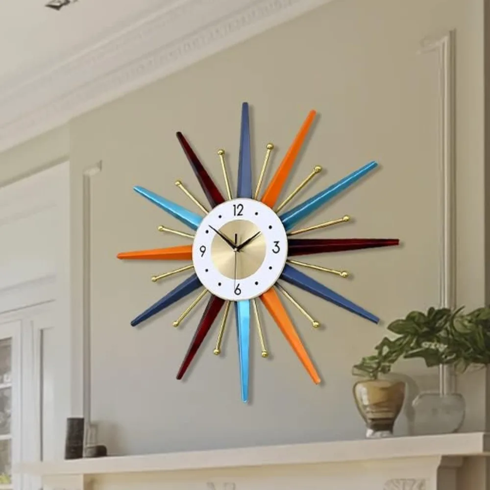 

Large wall clocks, modern wall clocks starburst, medieval modern décor non tick battery powered home décor