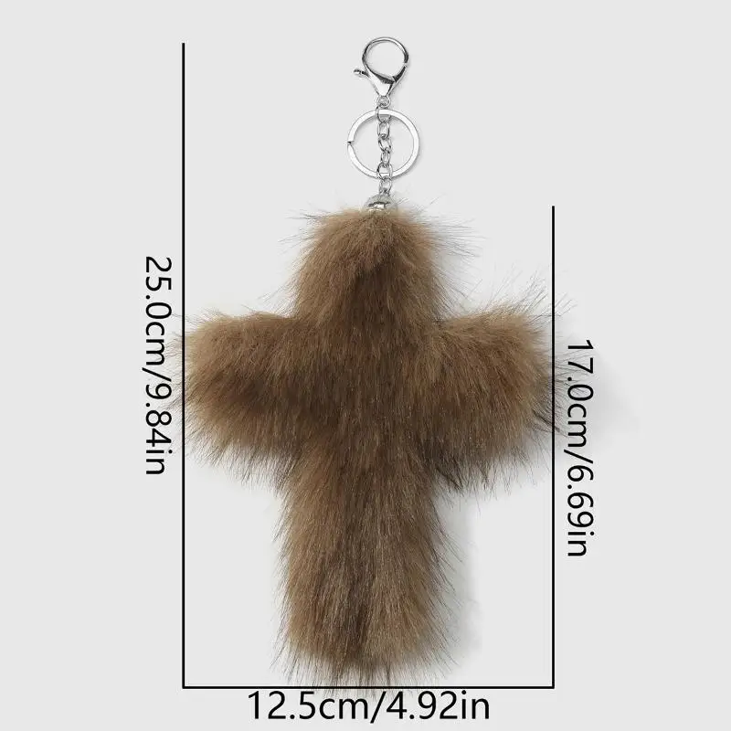 Ästhetischer Zebra-Leoparden-Print Kreuz-Schlüsselanhänger Punk Grunge Rock Charm Gothic Schmuck Accessoires – Detail 10