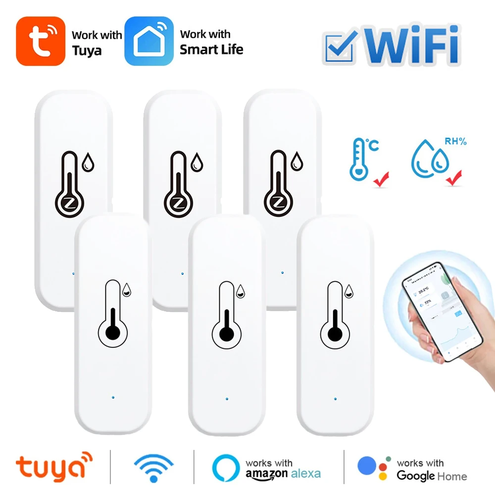 2/10PCS Tuya Smart WiFi Temperature Humidity Sensor For Smart Home Indoor Thermometer Hygrometer Works With Alexa Google Home