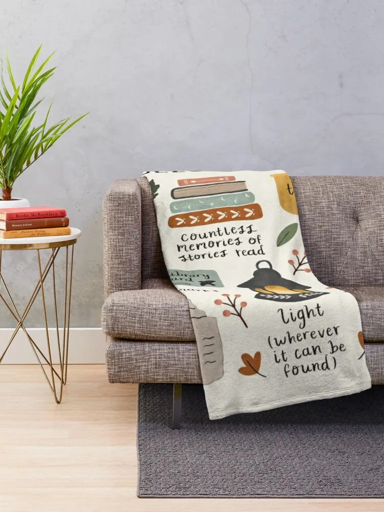 A Bookworm's Belongings Throw Blanket Decorative Sofa Bed covers Blankets